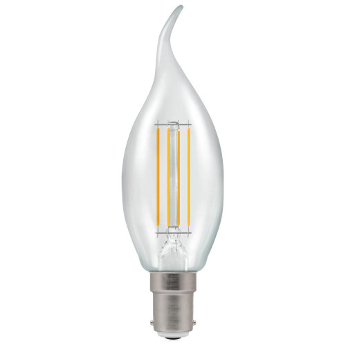 LED Filament Bent Tip Candle 4.2W (40W eq.) 2700K SBC Clear Crompton