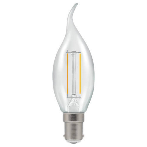 LED Filament Bent Tip Candle 2.2W (25W eq.) 2700K SBC Clear Crompton LED Filament Bent Tip Candle 2.2W (25W eq.) 2700K SBC Clear Crompton