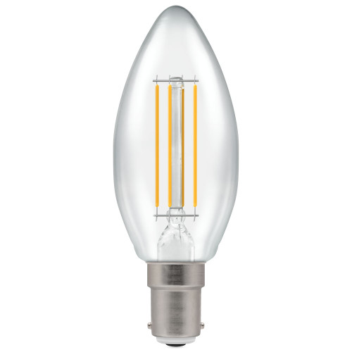 LED Filament Candle 5.9W (60W eq.) SBC 2700K Clear Dimmable Crompton LED Filament Candle 5.9W (60W eq.) SBC 2700K Clear Dimmable Crompton