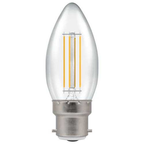 LED Filament Candle 4.2W (40W eq.) BC Clear 4000K Dimmable Crompton