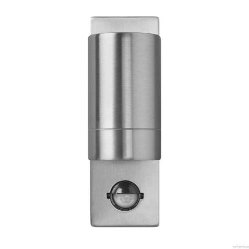 Luna GU10 Fixed Wall Light IP54 Stainless Steel with PIR