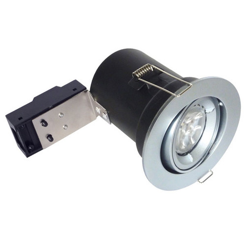 BELL Centre Tilt Fire Rated Satin Silver Downlight 240V BELL Centre Tilt Fire Rated Satin Silver Downlight 240V
