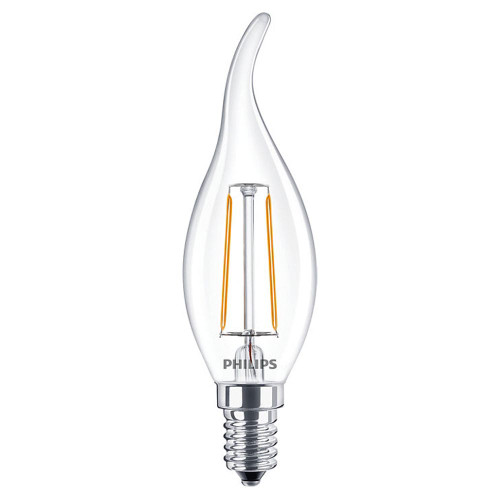 Philips Classic Bent-Tipped LED Candle 2W SES Clear Very Warm White Philips Classic Bent-Tipped LED Candle 2W SES Clear Very Warm White