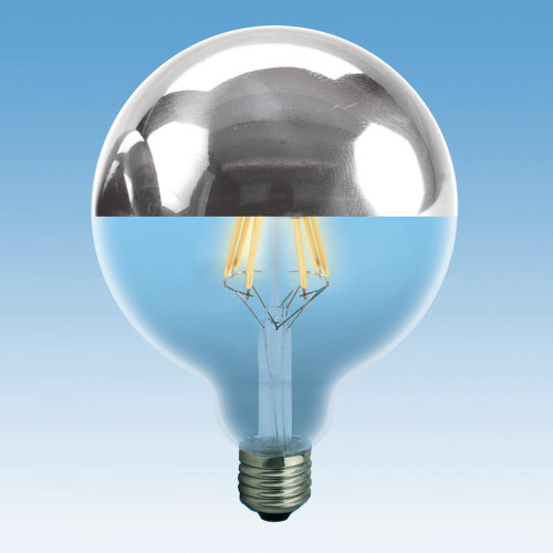 LED 6W Crown Silver 125mm Globe E27 Very Warm White Dimmable LED 6W Crown Silver 125mm Globe E27 Very Warm White Dimmable