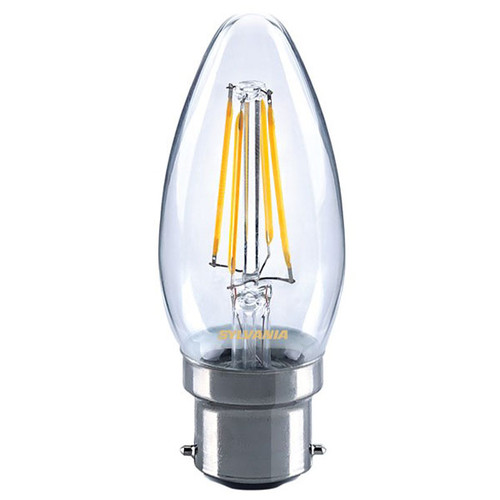 Sylvania Retro LED Candle 4W BC Clear Very Warm White Sylvania Retro LED Candle 4W BC Clear Very Warm White