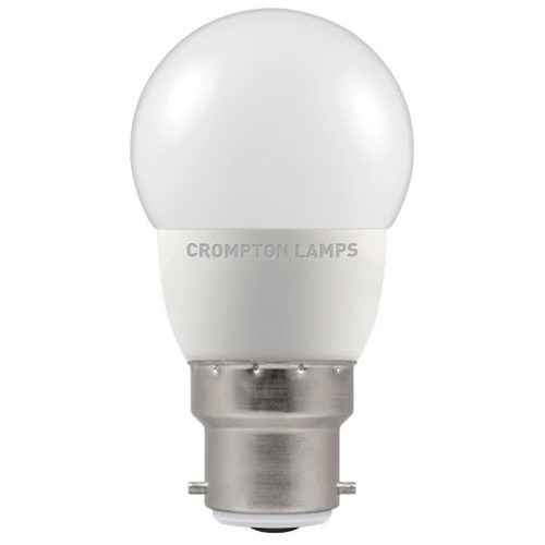 Crompton LED 45mm Round Thermal Plastic 5.5W B22d Cool White Opal Dimmable Crompton LED 45mm Round Thermal Plastic 5.5W B22d Cool White Opal Dimmable