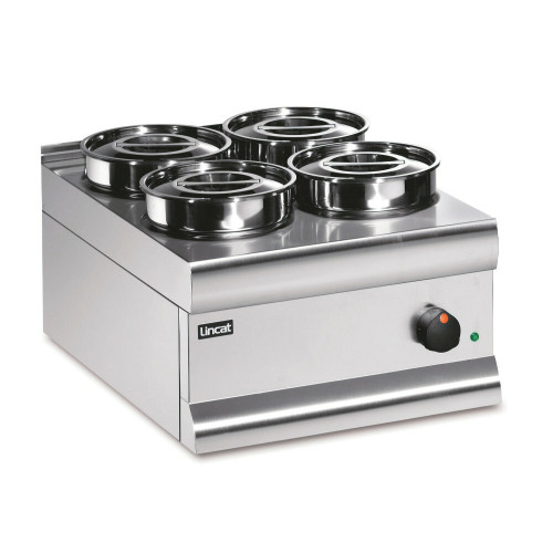 Lincat Silverlink 600 Electric Counter-top Bain Marie - Dry Heat - Round Pots - Base + 4 Pots - W 450 mm - 0.75 kW