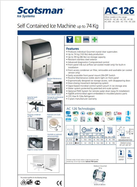 SCOTSMAN ICE MACHINE - ACM126 - RECONDITIONED