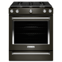 Kitchenaid® 30-Inch 5-Burner Gas Slide-In Convection Range KSGG700EBS