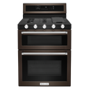 Kitchenaid® 30-Inch 5 Burner Gas Double Oven Convection Range KFGD500EBS