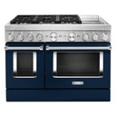 KitchenAid® 48'' Smart Commercial-Style Dual Fuel Range with Griddle KFDC558JIB