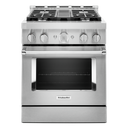 KitchenAid® 30'' Smart Commercial-Style Gas Range with 4 Burners KFGC500JSS