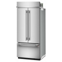 Kitchenaid® 20.8 Cu. Ft. 36" Built-In French Door Bottom Mount Refrigerator with Platinum Interior KBFN536SPS