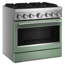 Kitchenaid® 36-Inch 6 Burner Commercial-Style Dual Fuel Range with No Preheat Air Fry Mode KFDS936SDC