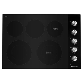 Kitchenaid® 30" Electric Cooktop with 5 Elements and Knob Controls KCES550HBL
