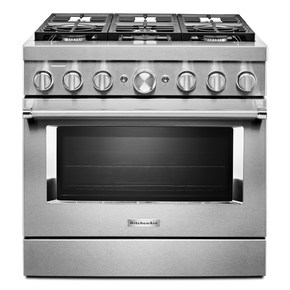 KitchenAid® 36'' Smart Commercial-Style Dual Fuel Range with 6 Burners KFDC506JSS