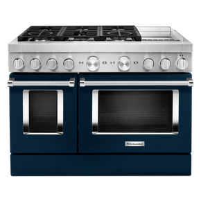 KitchenAid® 48'' Smart Commercial-Style Dual Fuel Range with Griddle KFDC558JIB