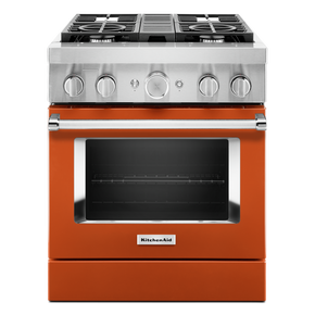 KitchenAid® 30'' Smart Commercial-Style Dual Fuel Range with 4 Burners KFDC500JSC