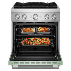 Kitchenaid® 30-Inch 4 Burner Commercial-Style Dual Fuel Range with No Preheat Air Fry Mode KFDS930SDC