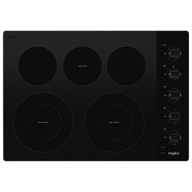 Whirlpool® 30-inch Electric Ceramic Glass Cooktop with Two Dual Radiant Elements WCE77US0HB