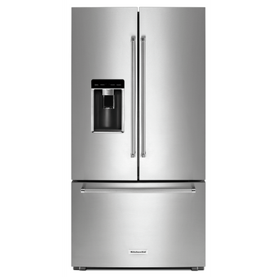 Kitchenaid® 23.8 cu. ft. 36" Counter-Depth French Door Platinum Interior Refrigerator with PrintShield™ Finish KRFC704FPS