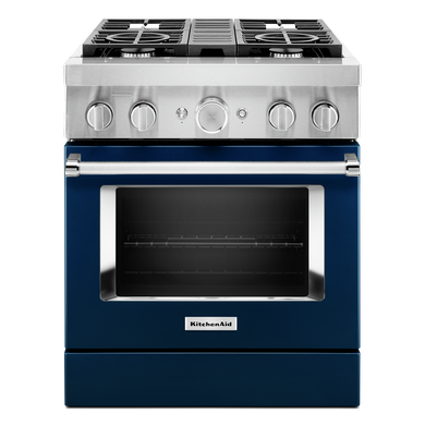 KitchenAid® 30'' Smart Commercial-Style Dual Fuel Range with 4 Burners KFDC500JIB