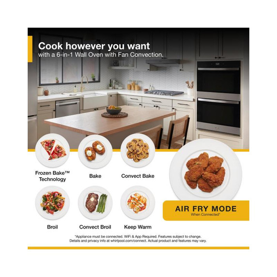 Whirlpool® 8.6 Total Cu. Ft. Double Wall Oven with Air Fry When Connected WOED5027LZ Whirlpool® 8.6 Total Cu. Ft. Double Wall Oven with Air Fry When Connected WOED5027LZ