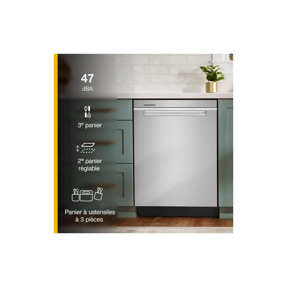 Whirlpool® 24” Stainless Steel Dishwasher with AI Intelligent Wash - 47 dBA WDTA50SAKZ Whirlpool® 24” Stainless Steel Dishwasher with AI Intelligent Wash - 47 dBA WDTA50SAKZ