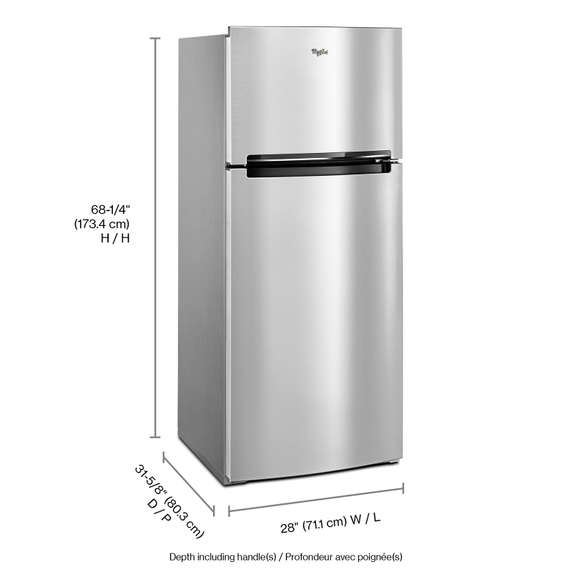 Whirlpool® 28-inch Wide Refrigerator Compatible With The EZ Connect Icemaker Kit – 18 Cu. Ft. WRT518SZFG