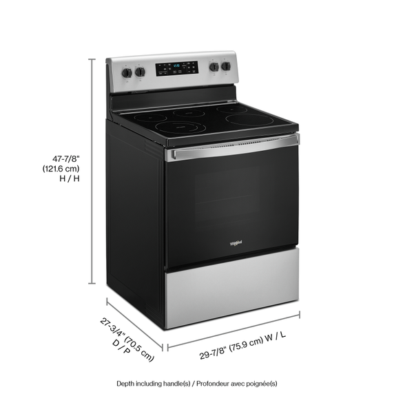 5.3 cu. ft. Whirlpool® electric range with Frozen Bake™ technology. YWFE505W0JZ