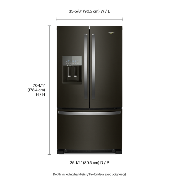 Whirlpool® 36-inch Wide French Door Refrigerator in Fingerprint-Resistant Stainless Steel - 25 cu. ft. WRF555SDHV