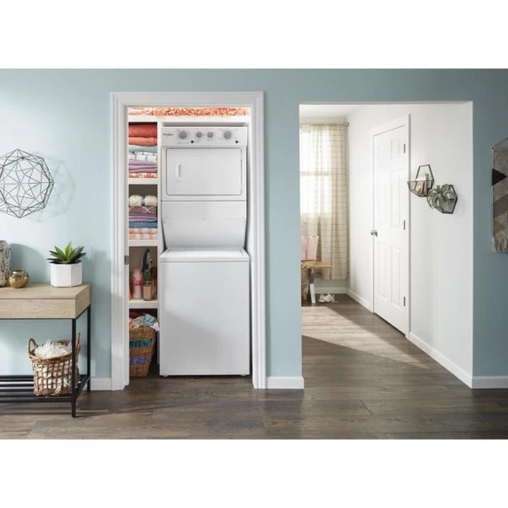 Whirlpool® 4.0 cu.ft I.E.C. Electric Stacked Laundry Center 9 Wash cycles and AutoDry™ YWET4027HW