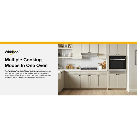 Whirlpool® 5.0 Cu. Ft. Single Self-Cleaning Wall Oven WOES3030LS Whirlpool® 5.0 Cu. Ft. Single Self-Cleaning Wall Oven WOES3030LS