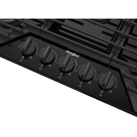 Whirlpool® 36-inch Gas Cooktop with EZ-2-Lift™ Hinged Cast-Iron Grates WCGK5036PB
