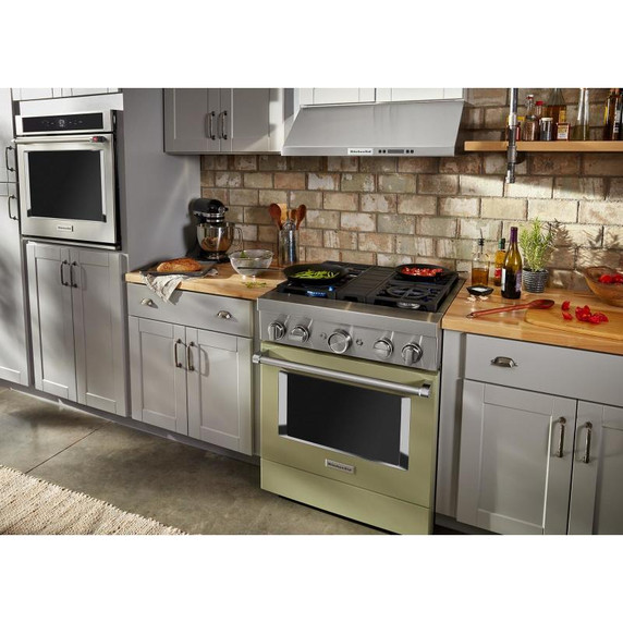 KitchenAid® 30'' Smart Commercial-Style Dual Fuel Range with 4 Burners KFDC500JAV
