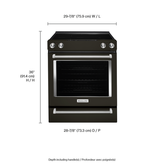 Kitchenaid® 30-Inch 5-Element Electric Slide-In Convection Range YKSEG700EBS