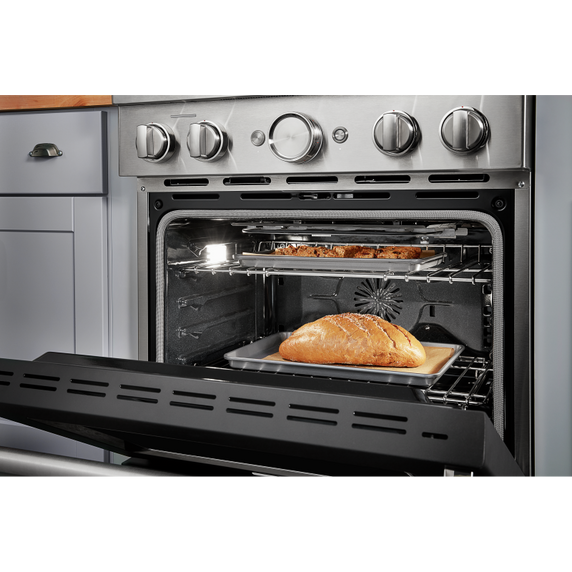KitchenAid® 30'' Smart Commercial-Style Dual Fuel Range with 4 Burners KFDC500JBK