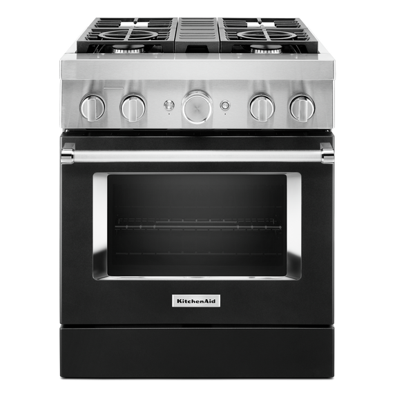 KitchenAid® 30'' Smart Commercial-Style Dual Fuel Range with 4 Burners KFDC500JBK