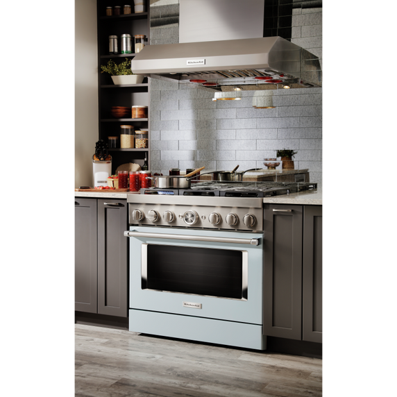 KitchenAid® 36'' Smart Commercial-Style Dual Fuel Range with 6 Burners KFDC506JMB