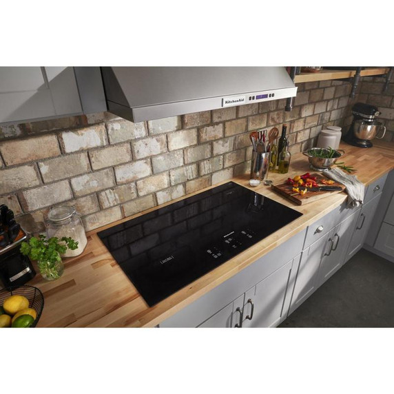 Kitchenaid® 36" Electric Cooktop with 5 Elements and Touch-Activated Controls KCES956KBL