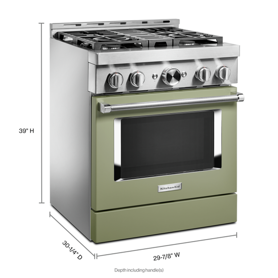 KitchenAid® 30'' Smart Commercial-Style Gas Range with 4 Burners KFGC500JAV