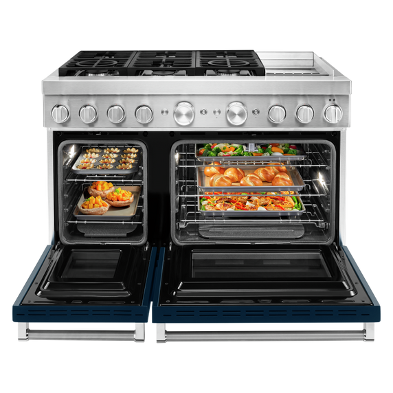 KitchenAid® 48'' Smart Commercial-Style Dual Fuel Range with Griddle KFDC558JIB