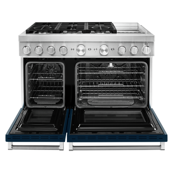 KitchenAid® 48'' Smart Commercial-Style Dual Fuel Range with Griddle KFDC558JIB