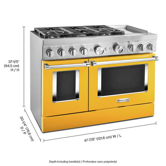 KitchenAid® 48'' Smart Commercial-Style Dual Fuel Range with Griddle KFDC558JYP