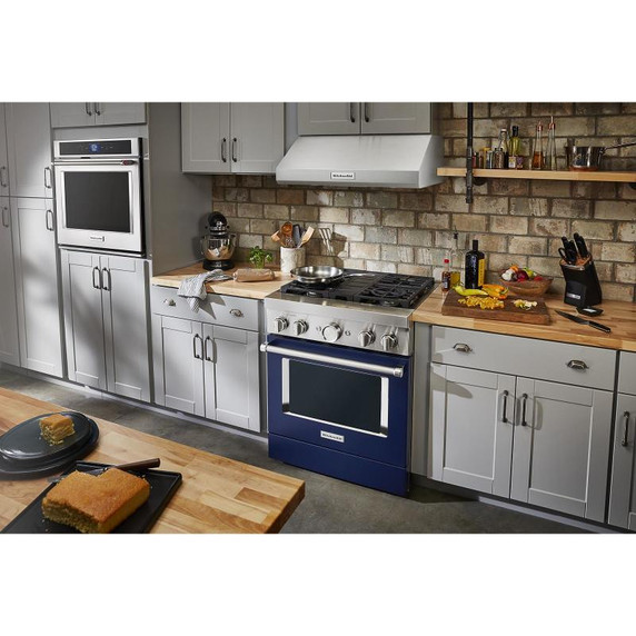 KitchenAid® 30'' Smart Commercial-Style Dual Fuel Range with 4 Burners KFDC500JIB