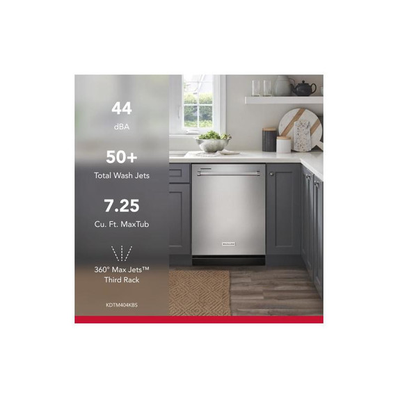 Kitchenaid® 44 dBA Dishwasher in PrintShield™ Finish with 360° Max Jets™ Third Rack KDTM404KPS Kitchenaid® 44 dBA Dishwasher in PrintShield™ Finish with 360° Max Jets™ Third Rack KDTM404KPS