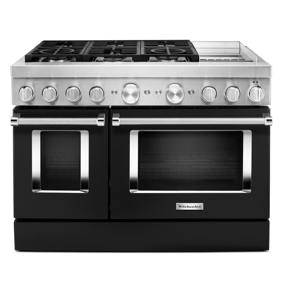 KitchenAid® 48'' Smart Commercial-Style Dual Fuel Range with Griddle KFDC558JBK