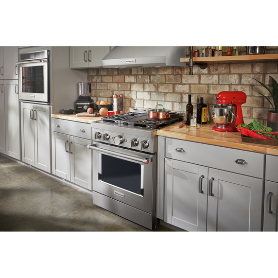 KitchenAid® 30'' Smart Commercial-Style Gas Range with 4 Burners KFGC500JSS