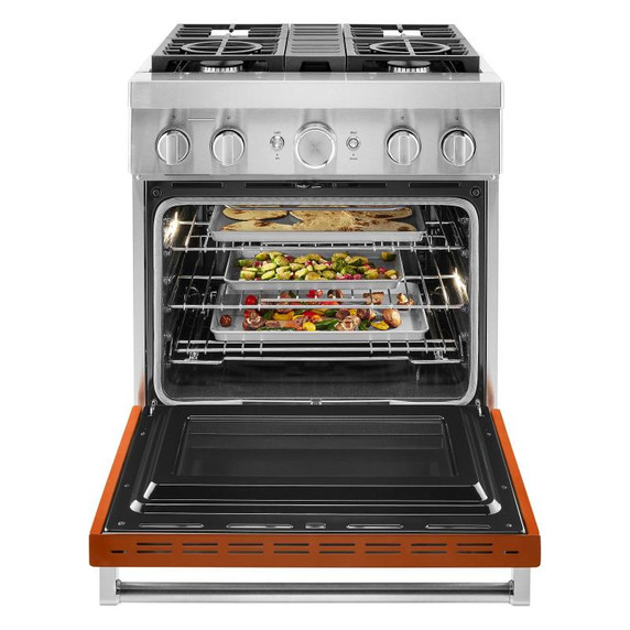 KitchenAid® 30'' Smart Commercial-Style Dual Fuel Range with 4 Burners KFDC500JSC