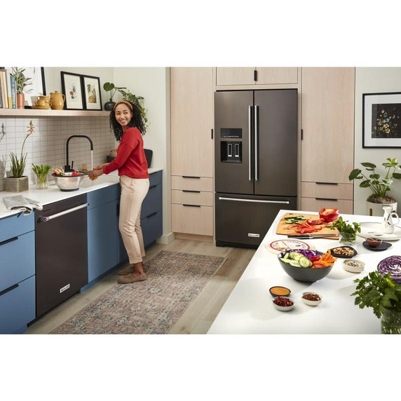 Kitchenaid® 26.8 Cu. Ft. Standard-Depth French Door Refrigerator with Exterior Ice and Water Dispenser KRFF577KBS